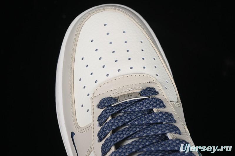 Nike Air Force 1 '07 Low Stussy Collaboration Light Blue White Transparent Swoosh Low-Top Casual Sneakers - DM6688-055