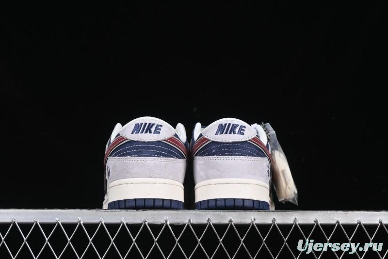 Nike SB Dunk Low Stussy Collaboration Black Burgundy Swoosh Anniversary Custom Low-Top Casual Skate Shoes - DM6868-022