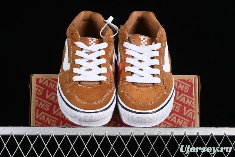 Vans Caldrone Classic American Retro Skate Shoes in Brown Orange - VN000CXZ1OU