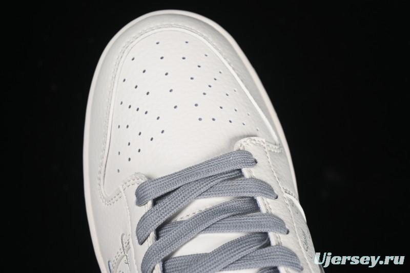 Nike SB Dunk Low Stussy Collaboration Light Grey Brushed Swoosh Anniversary Custom Low-Top Casual Sneakers - XX2025-608