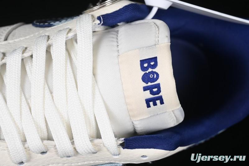 Nike Air Force 1 '07 Low Bape Collaboration - Blue Four Small Swoosh Casual Sneakers - KK1988-036