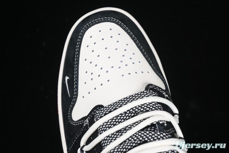 Nike Air Jordan 1 Low Stussy Collaboration - Black Red Custom High-End Retro Basketball Shoes - SJ9950-048