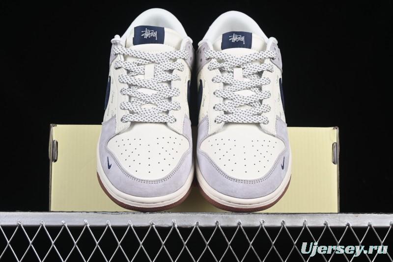 Nike SB Dunk Low Stussy Collaboration Blue Swoosh Gum Sole Anniversary Custom Low-Top Casual Sneakers - XS1086-012