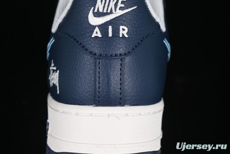 Nike Air Force 1 '07 Low Stussy Collaboration Green Embroidered Swoosh Custom Casual Sneakers - DM6688-021