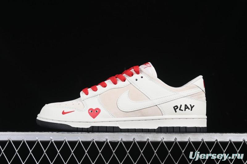 Nike SB Dunk Low Comme des Garcons Play Heart White Anniversary Custom Low-Top Casual Skate Shoes - DJ2024-052