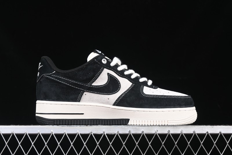 Nike Air Force 1 '07 Low Supreme Champion Collaboration Beige Black Mini Swoosh Casual Sneakers - SJ6698-019