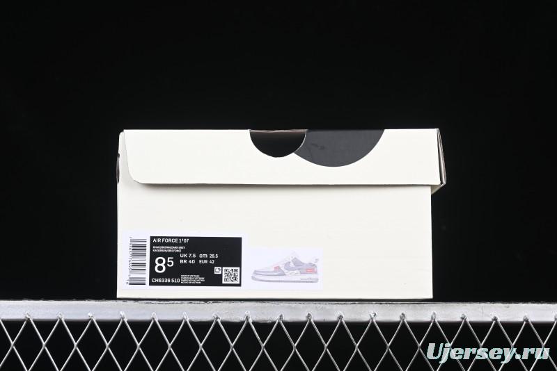 Nike Air Force 1 '07 Low Supreme Collaboration Grey Swoosh Red Tab Low-Top Casual Sneakers - CH6336-510