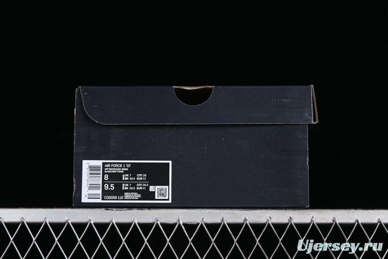 Nike Air Force 1 '07 Low Casual Sneakers in White Green Colorway - CQ5059-110