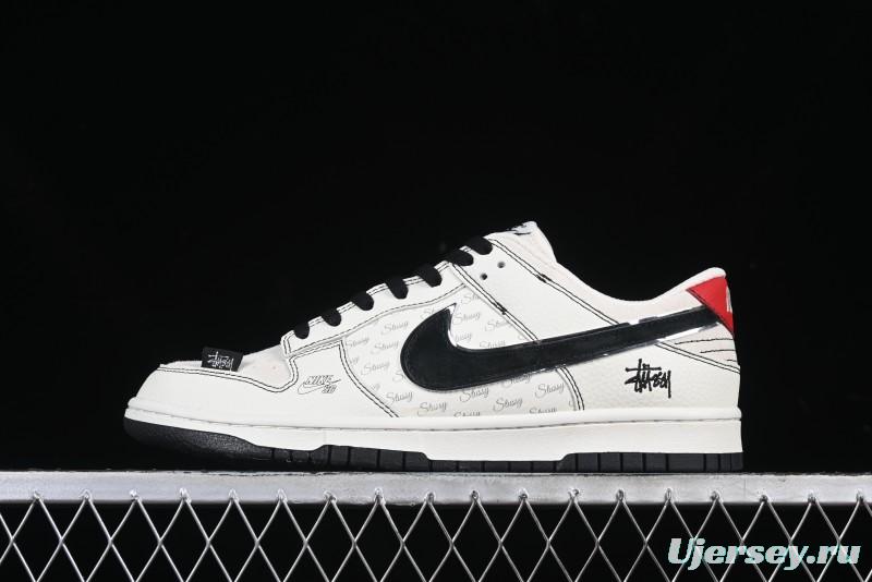 Nike SB Dunk Low Stussy Collaboration Bullet Comment Black Check Anniversary Custom Low-Top Casual Skate Shoes - DJ2024-115