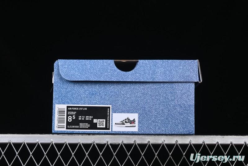 Nike Air Force 1 '07 Low Levi's Collaboration Black Denim Drawstring Casual Sneakers - SJ1198-800