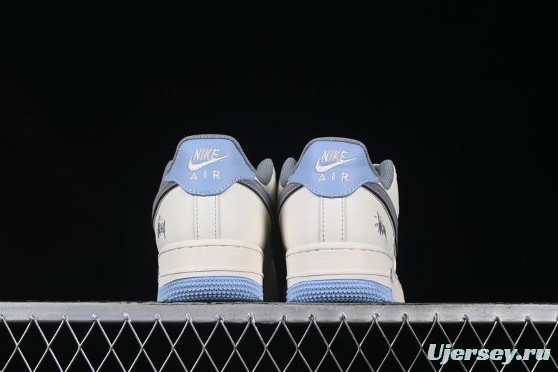 Nike Air Force 1 '07 Low Stussy Collaboration Light Grey Blue Sole Low-Top Casual Sneakers - XS1958-517