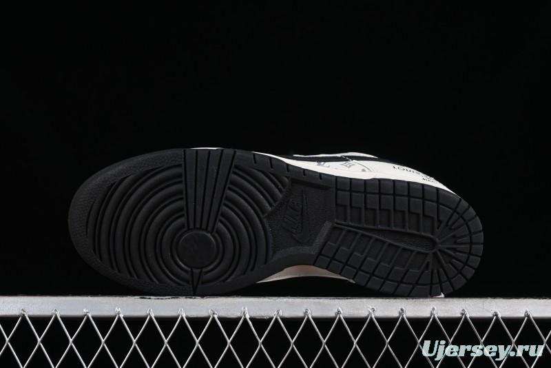 Nike Dunk Low LV Collaboration - Monogram Beige Black Hook SB Low Top Casual Skate Shoes - FC1688-189
