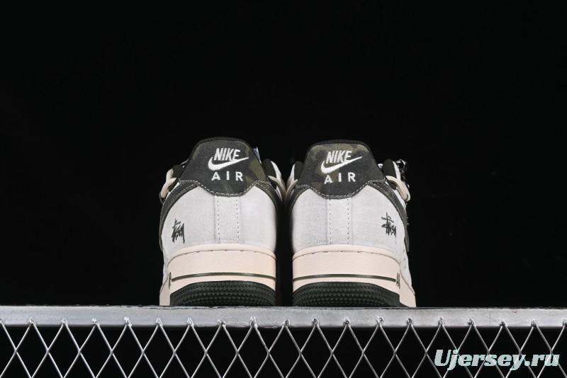 Nike Air Force 1 '07 Low Stussy Collaboration Camo Swoosh Drawstring Casual Sneakers - DM6688-014