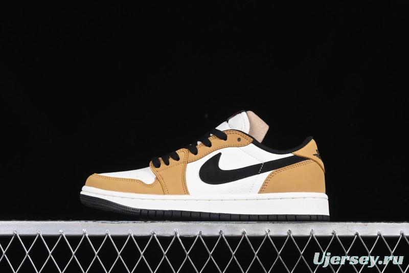 Nike Air Jordan 1 Low OG AJ1 White Yellow Black Swoosh Casual Sneakers - CZ0790-107