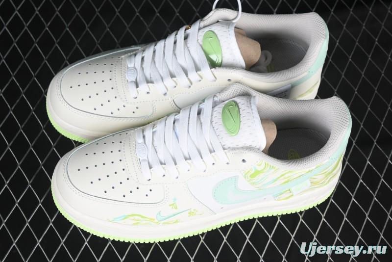 Nike Air Force 1 '07 Low "Green Snake" Year of the Snake Limited Edition Casual Sneakers with Bamboo and Serpent Design - FB1893-555