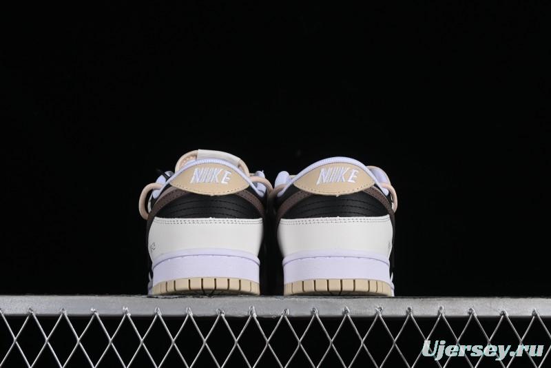 Nike Dunk Low Chestnut Letter High Street Black Brown Deconstructed SB Strap Low Top Casual Skate Shoes - DV0831-003