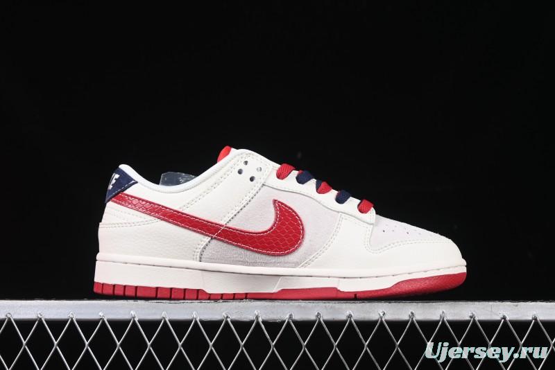 Nike SB Dunk Low Supreme Collaboration Year of the Snake Limited Edition Red Snake Print Anniversary Custom Low-Top Casual Sneakers - XS1086-015