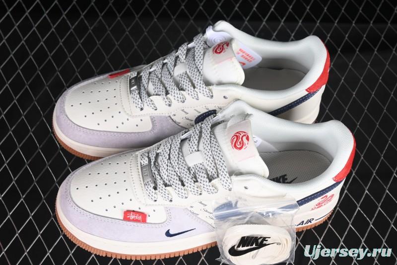 Nike Air Force 1 '07 Low Stussy Collaboration Year of the Snake Limited Edition Red Snake Low-Top Casual Sneakers - XS1958-502