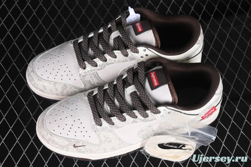 Nike SB Dunk Low Supreme Year of the Snake Limited Edition Grey Python Print Anniversary Custom Low-Top Casual Sneakers - XS1086-018