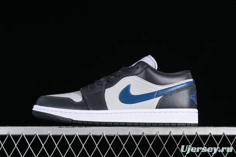 Nike Air Jordan 1 Low AJ1 Black Grey Blue Hook Basketball Shoes - DC0774-040