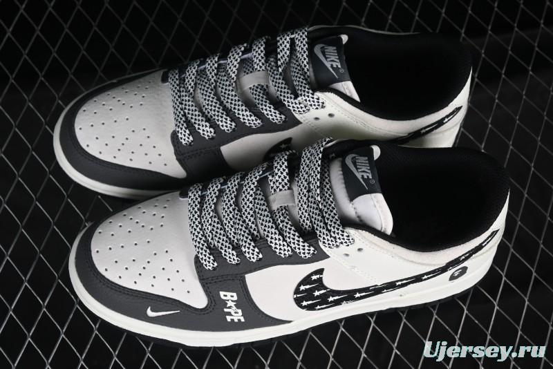 Nike SB Dunk Low BAPE Collaboration Full Print Five-Point Star Black Swoosh Anniversary High-End Custom Low-Top Casual Skate Shoes - DJ2024-122