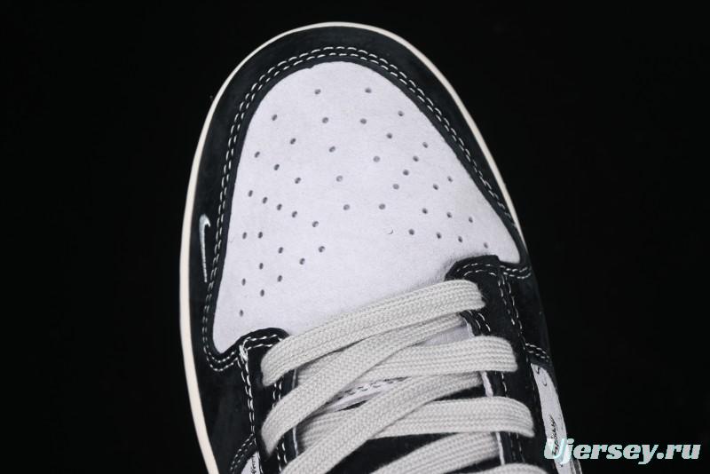 Nike SB Dunk Low Stussy Collaboration - Black Grey Pig Leather Anniversary Custom Edition Low-Top Casual Sneakers - XX3168-008