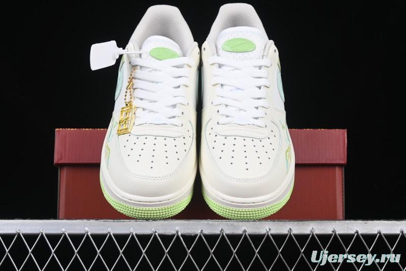 Nike Air Force 1 '07 Low "Green Snake" Year of the Snake Limited Edition Casual Sneakers with Bamboo and Serpent Design - FB1893-555
