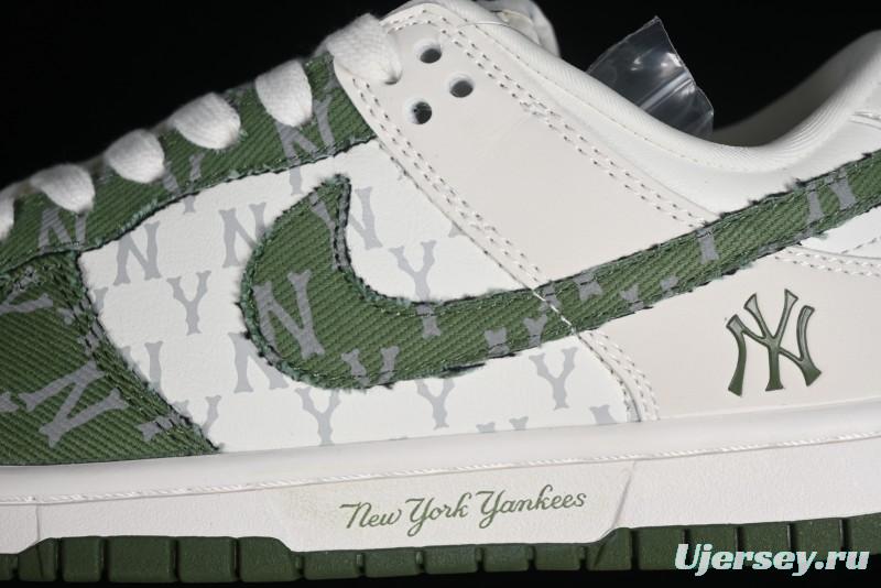 Nike SB Dunk Low MLB Collaboration - Green Denim Anniversary Custom Low-Top Casual Skate Shoes - DQ1098-345