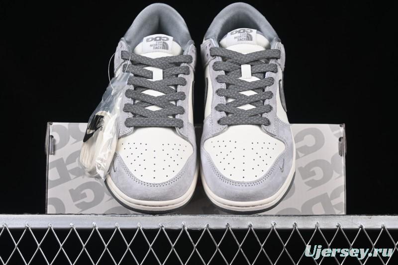 Nike SB Dunk Low The North Face Collaboration Double Swoosh Grey Pigskin Anniversary Edition Custom Low-Top Casual Skate Shoes - XX3168-009