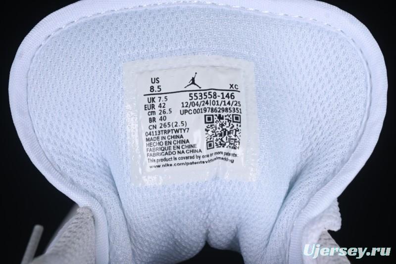 Nike Air Jordan 1 Low AJ1 Casual Sneakers with Cream and Blue Accents - 553558-146