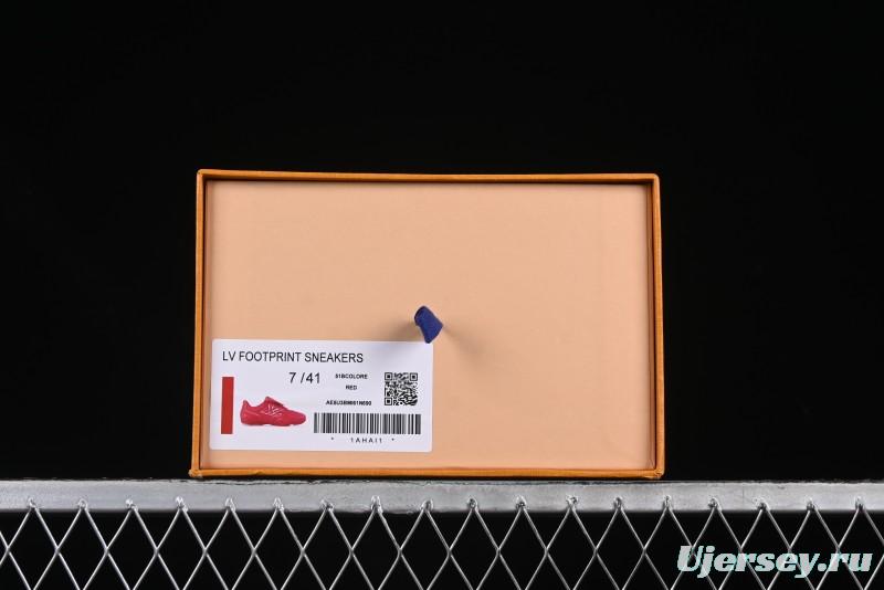 Louis Vuitton Footprint Soccer Low-Top Lifestyle Sneakers Round Toe Lace-Up Casual Shoes Red - AJF6