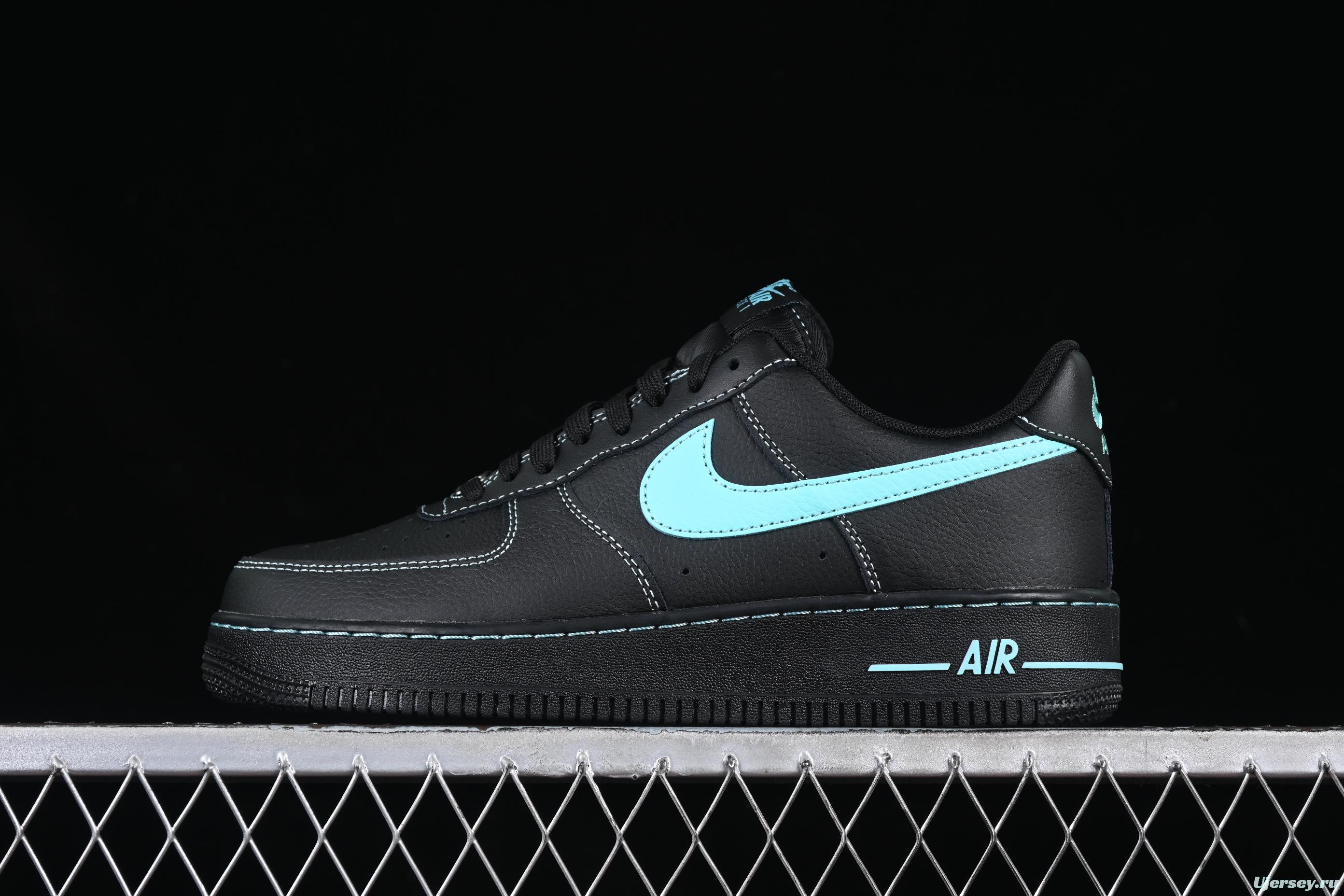Nike Air Force 1 Low "Tiffany Blue" – Black & Aqua Classic