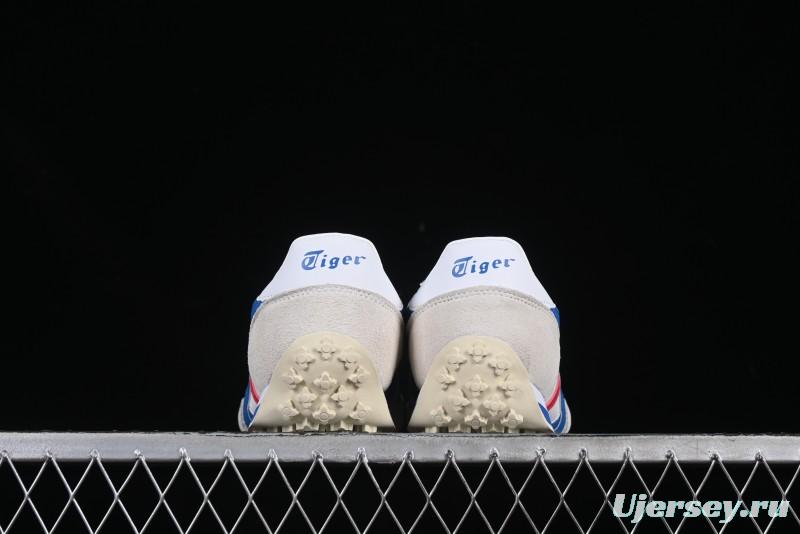 Onitsuka Tiger Vintage Runner Sneakers - White/Grey with Blue & Red Accents