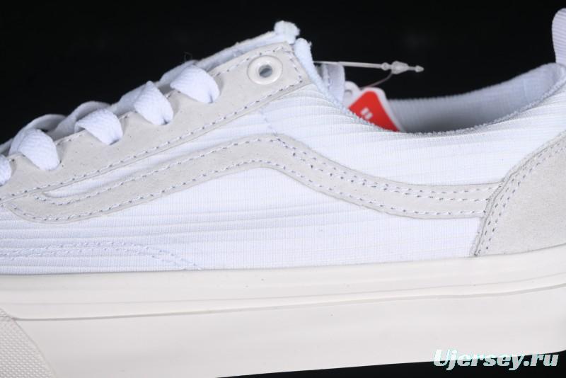 Classic White Low-Top Skate Sneakers with Gray Suede Accents