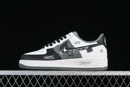 Nike Air Force 1 MVP "Rock Plan" Custom Edition - Black & White