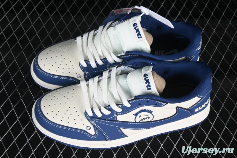 Nike Travis Scott x Fragment Design x Air Jordan 1 Low OG SP Retro Sneakers with Cactus Jack and Fragment Branding - XS2024-016