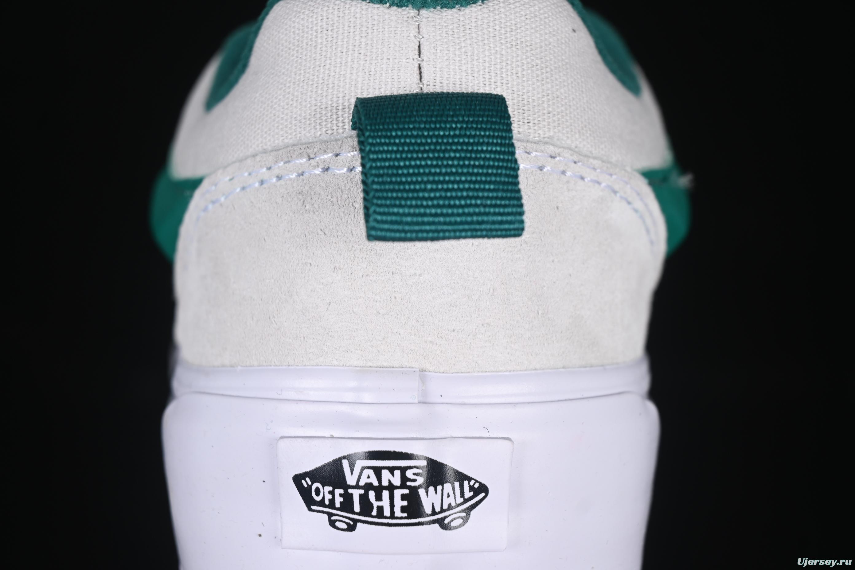 Classic Vans Old Skool Skate Sneakers - Green Stripe on Off-White Canvas