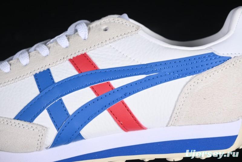 Onitsuka Tiger Vintage Runner Sneakers - White/Grey with Blue & Red Accents