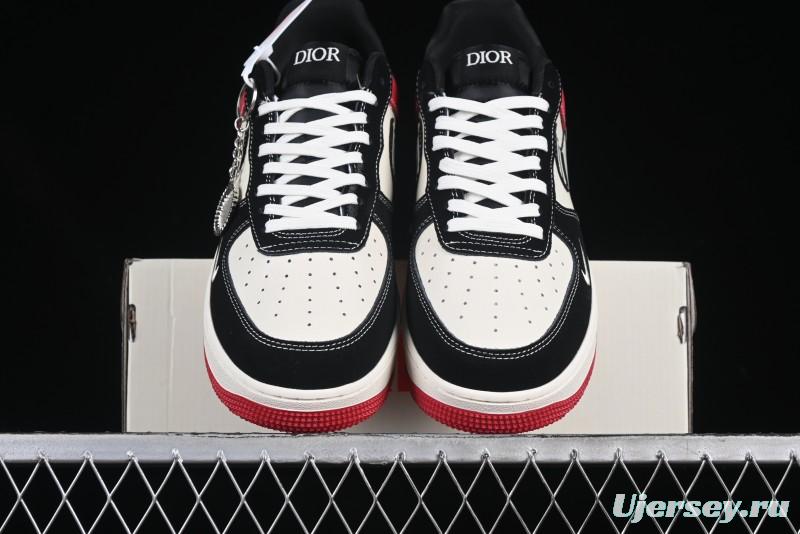 Nike Air Force 1'07 Low Dior Collaboration Red Black Zebra Print Casual Sneakers - KK1988-066