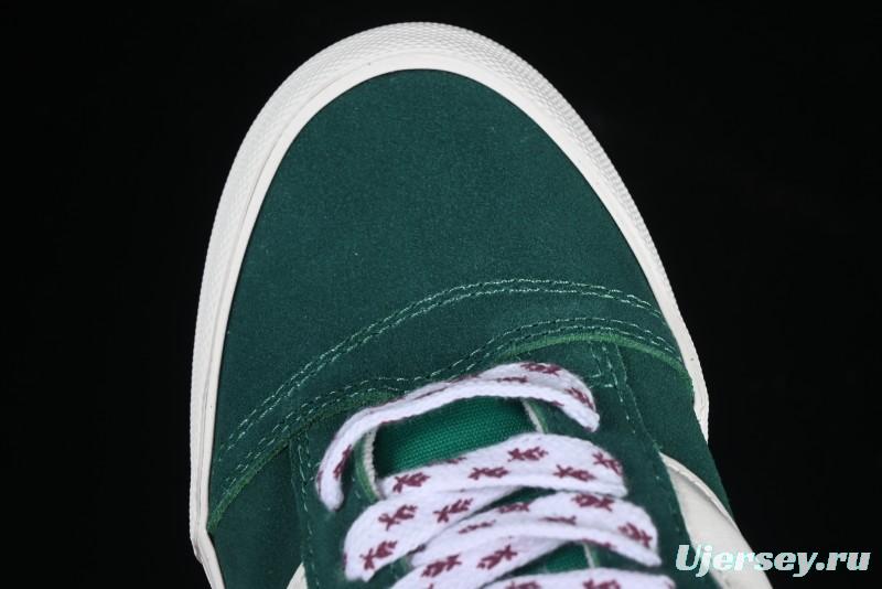 Classic Green Suede Skate Shoes with Signature Wave Design