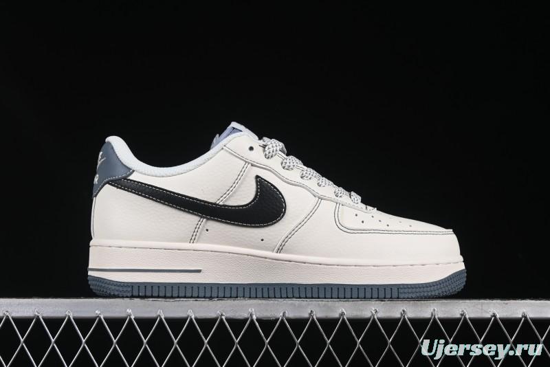 Nike Air Force 1 '07 Low Stussy Collaboration Grey Base Black Swoosh Casual Sneakers - XZ6188-761