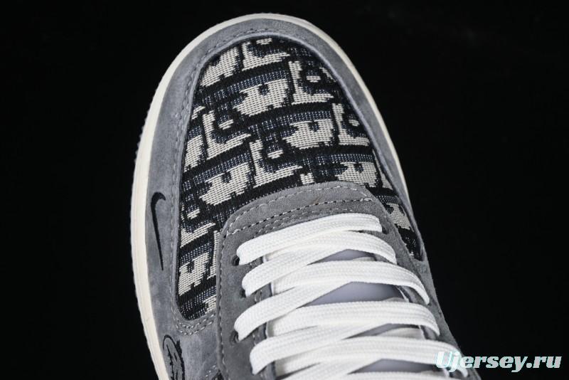 Nike Air Force 1'07 Low Dior Collaboration Grey Knit Skeleton Low-Top Casual Sneakers - KK1988-056
