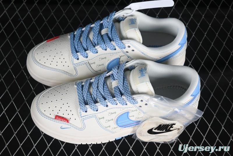 Nike x Stussy x Supreme Dunk Low "Light Cream & Baby Blue"