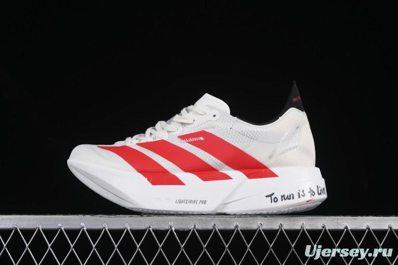 Adidas Lightstrike Pro Running Shoes - White/Red with Inspirational Design