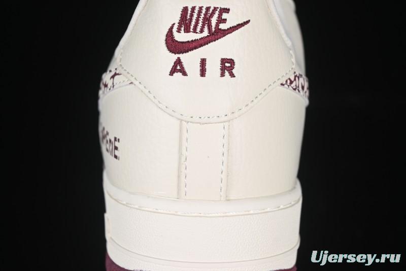 Nike Air Force 1'07 Low Supreme Collaboration Rice Wine Red Casual Sneakers - KK1988-070