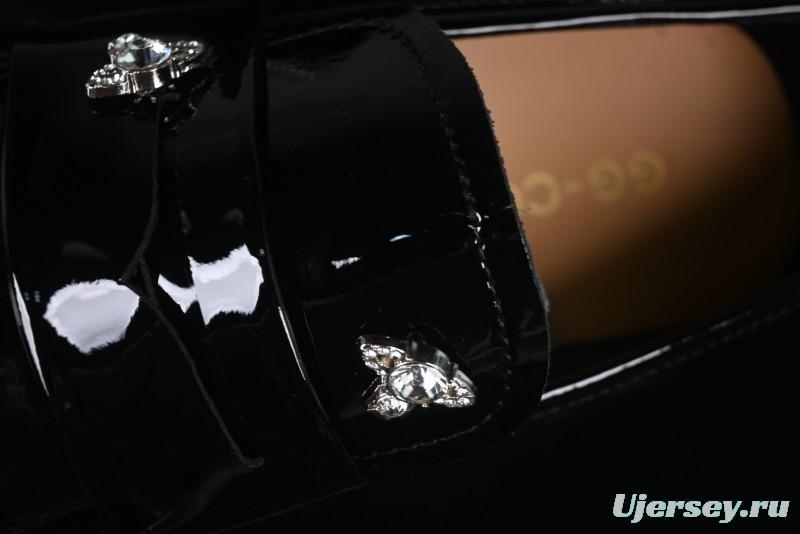 Black Patent Chunky Platform Loafers with Metal Embellishments