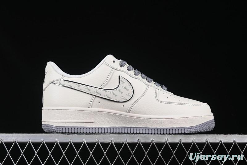 Nike Air Force 1 '07 Low Stussy Collaboration Grey Swoosh Casual Sneakers - HH7518-041