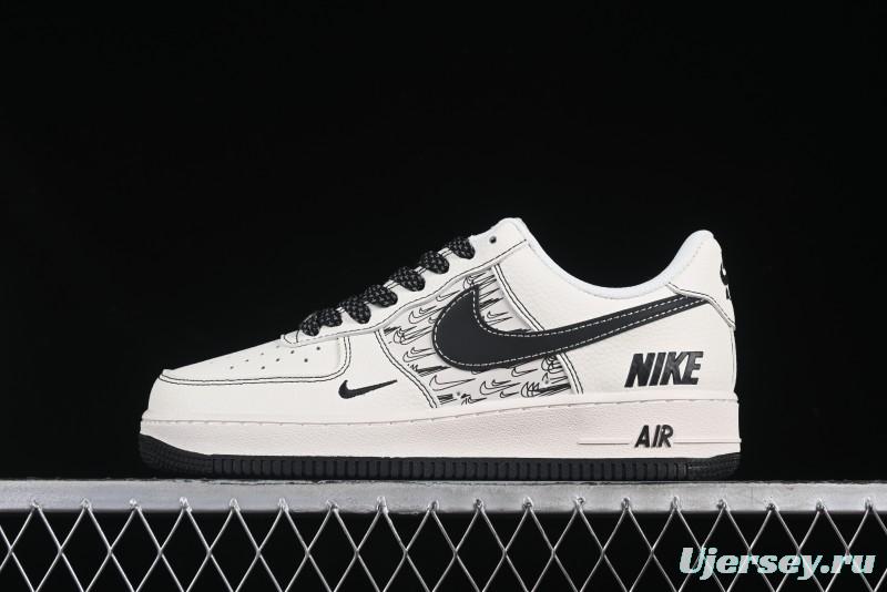 Nike Air Force 1 '07 Low Custom Casual Sneakers with Multiple Swoosh Design - HH7518-068