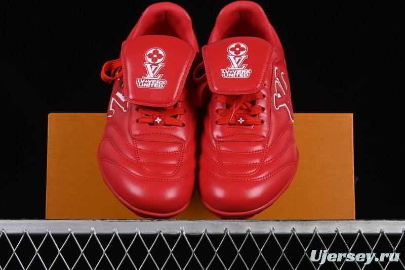 Louis Vuitton Footprint Soccer Low-Top Lifestyle Sneakers Round Toe Lace-Up Casual Shoes Red - AJF6