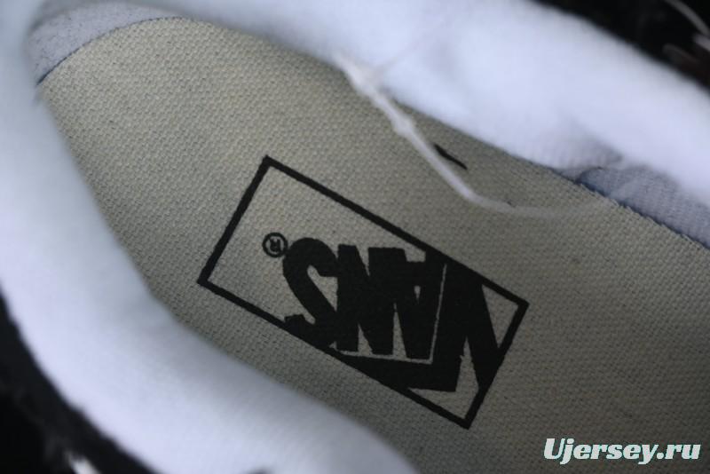 Vans Old Skool Distressed Black Canvas Sneakers with Orange Accents